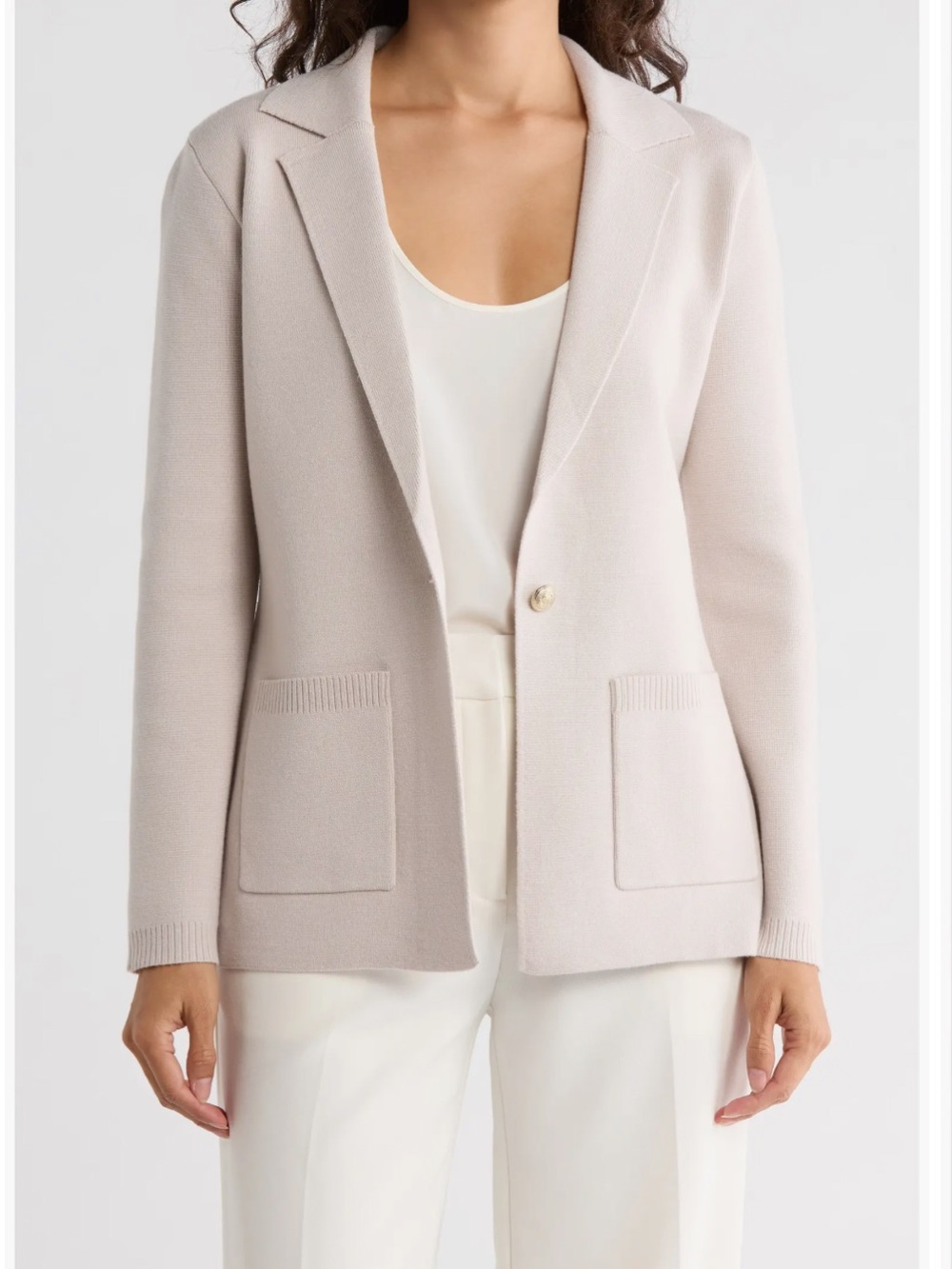 T Tahari Light Beige Knit Blazer